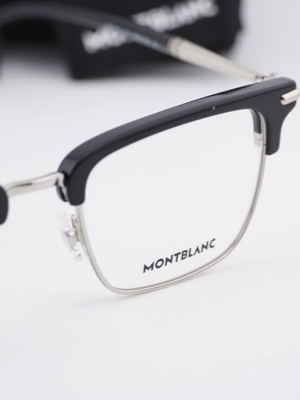 Montblanc MB0243O 001 Square Eyeglasses – Black/Silver 52mm